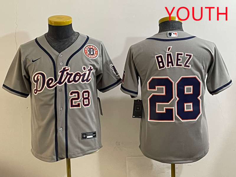 Youth 2025 Detroit Tigers #28 Baez grey Nike MLB jersey style 6